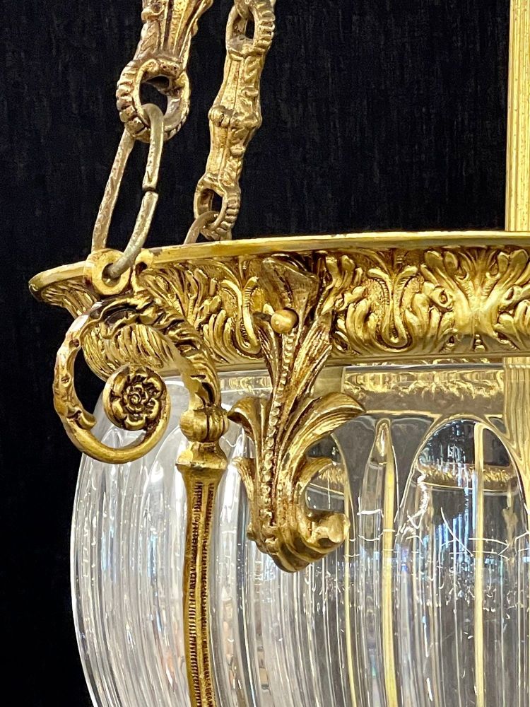 19th Century Dore Bronze Chandelier, Louis XVI Dome Style