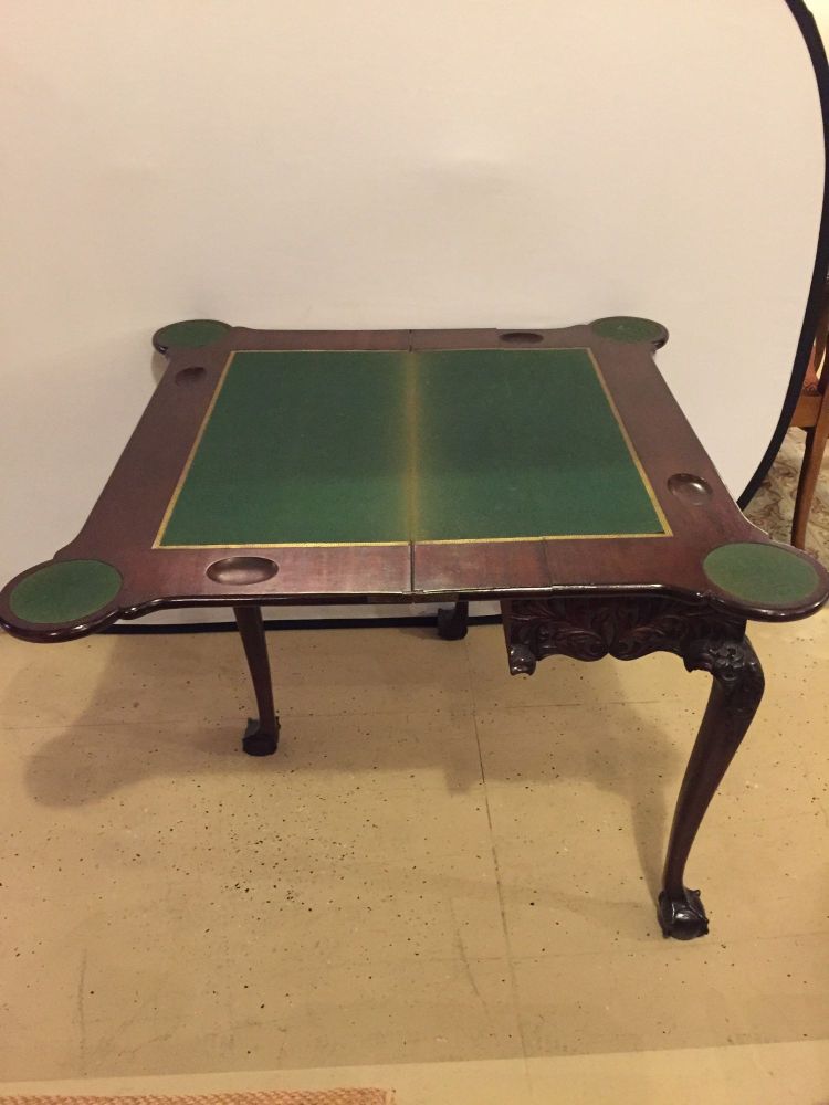 Period 1820s Irish Card / Tea Tables Solid Mahogany with Later Carvings