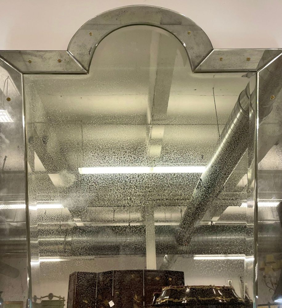 Venetian 'Key Hole' Shaped Beveled Glass Mirror, Hollywood Regency Style