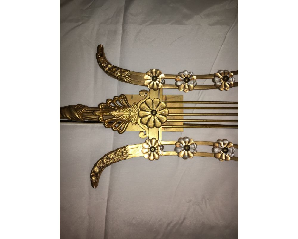 Louis XVI Style Harp / Lyre Back Bronze Wall Sconce. Set of Six