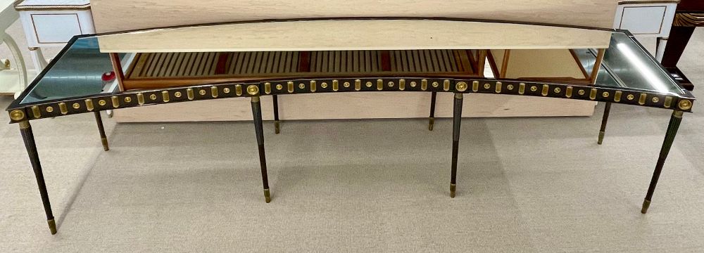 Maison Jansen Monumental Concave Steel and Bronze Console or Sideboard