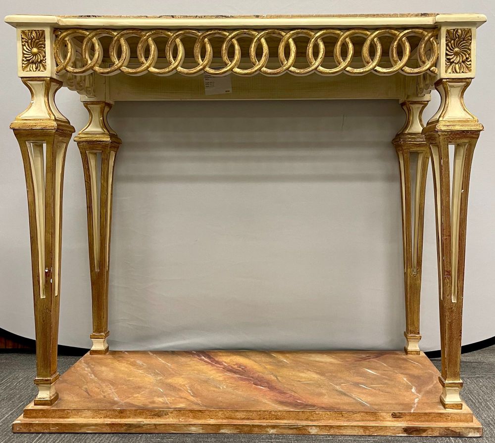 Parcel Paint and Gilt Decorated Pair of Swedish Serving or Console Tables