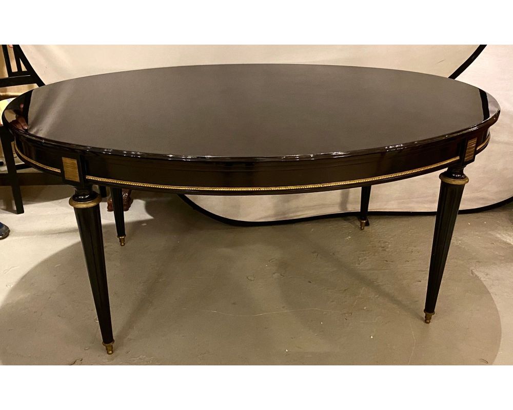 Louis XVI Jansen Style Center or Dining Table Black Lacquer Steinway Finish