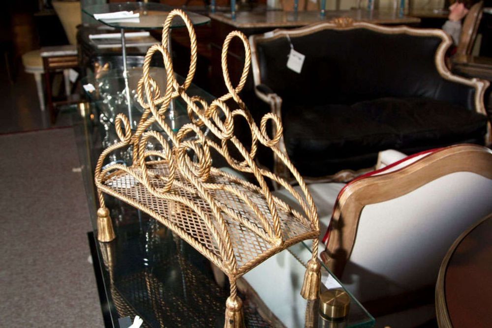 Bronze Magazine Rack Attributed to Maison Jansen