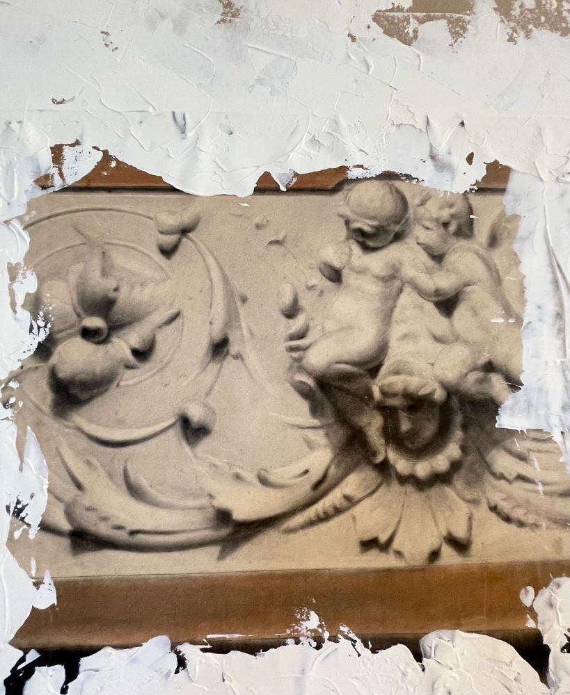 Pair of Hand Painted Architectural Wall Fragments, Plaster, Italian, Venetian Style