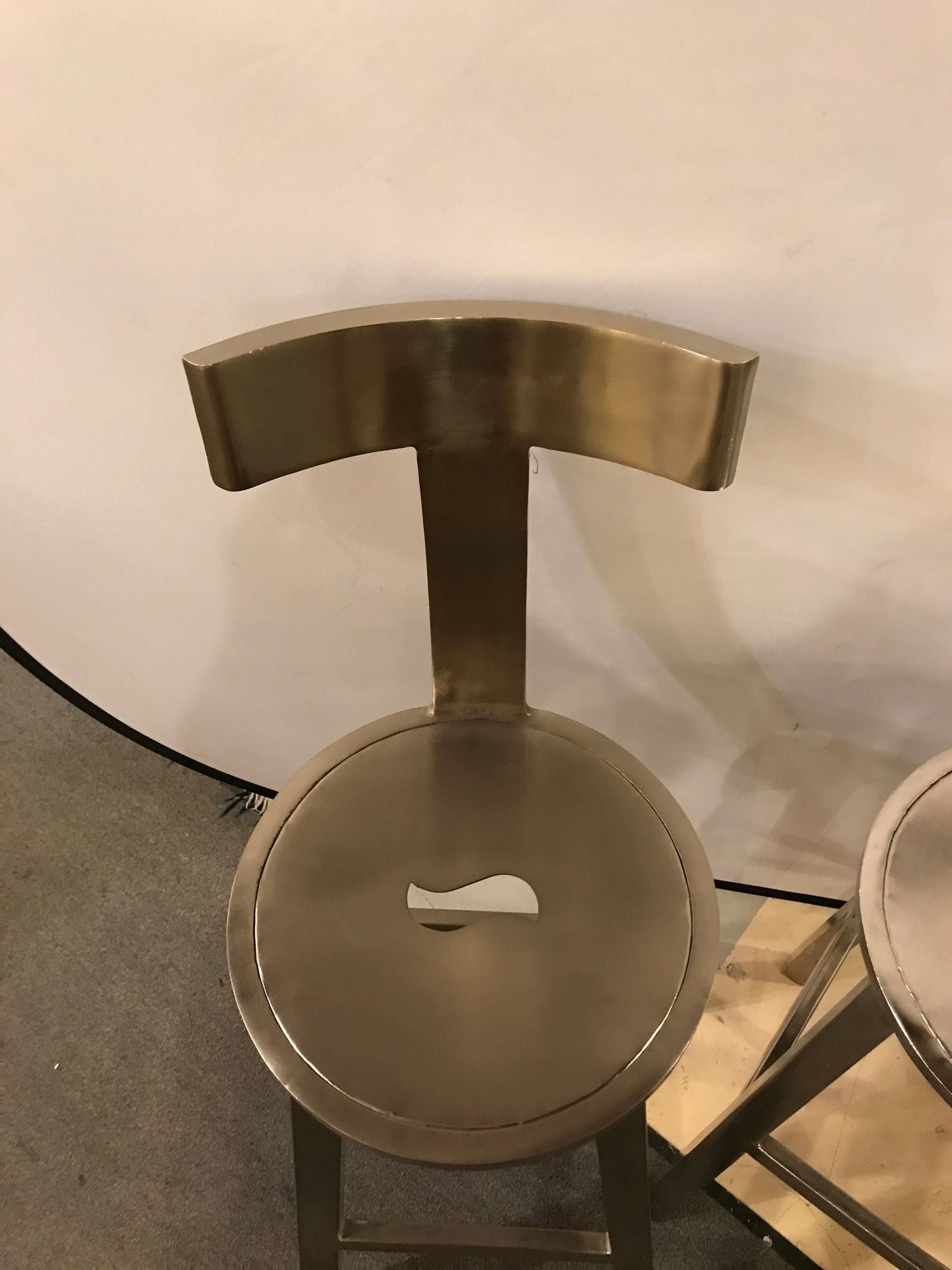 A Pair Of Deco Style Steel Bar Stool