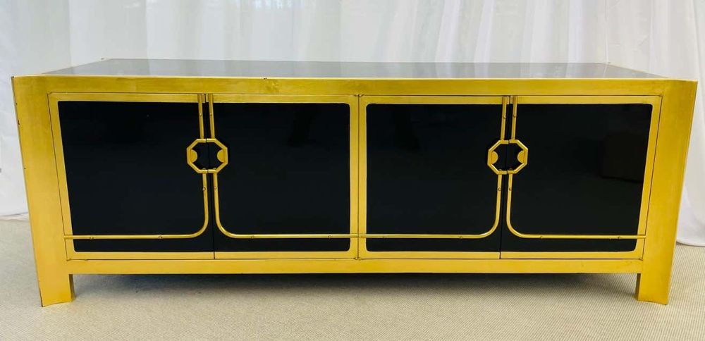 Mastercraft Mid-Century Modern Sideboard/Dresser, Ebony, Gilt Gold