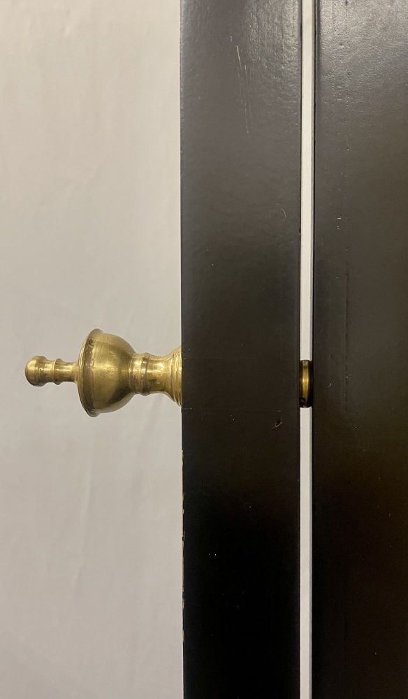 Jansen Fashioned Chavel Ebonized Floor Chevel Mirror with Bronze Mounts