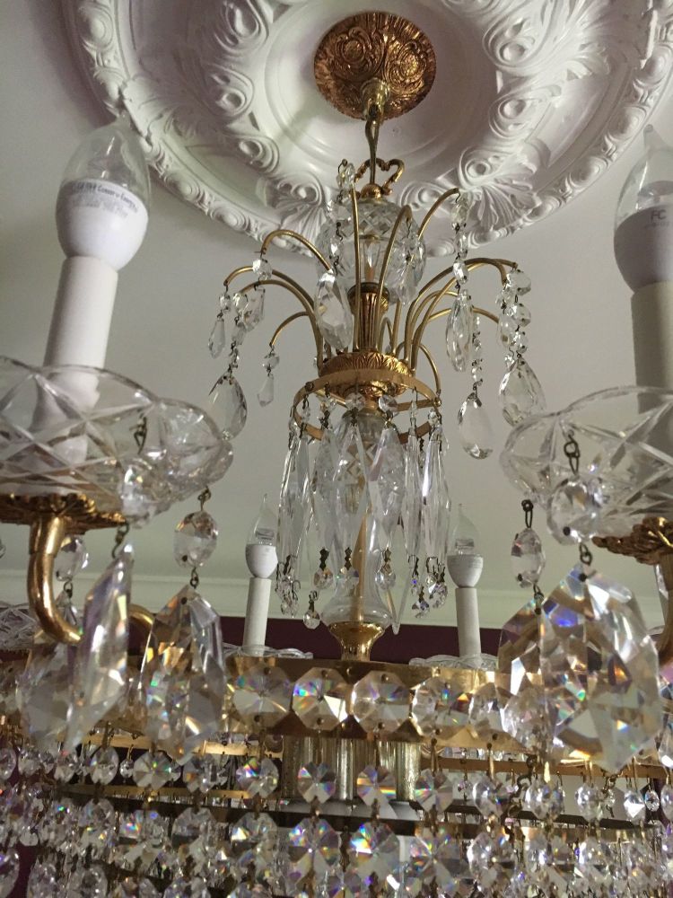 Neoclassical Style Possible Swarovski Twelve-Light Tiered Chandelier