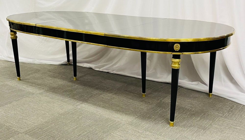 Maison Jansen Ebony Dining Table. Louis XVI Style 2 Leaves.