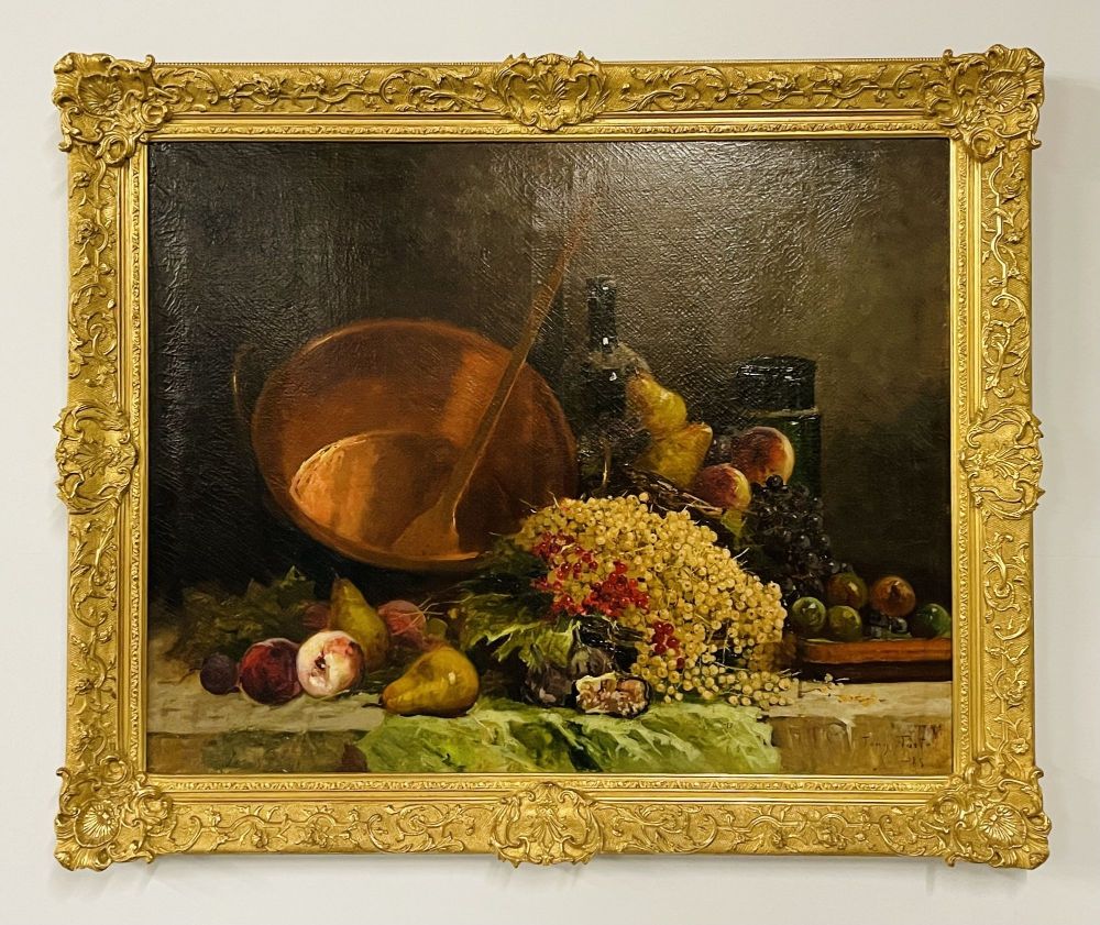 Pair of Oil on Canvas signed Tony Torta, Stilllife, Fruit, Italian