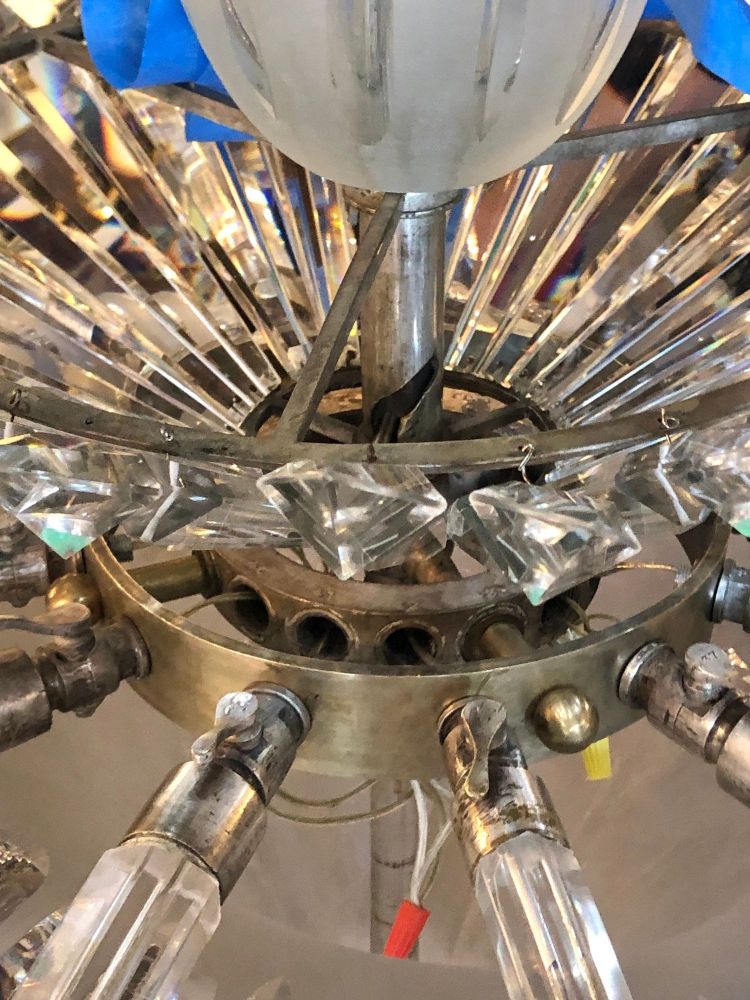 Victorian 19th Century Crystal & Lalique Style Cornelius & Baker Chandelier