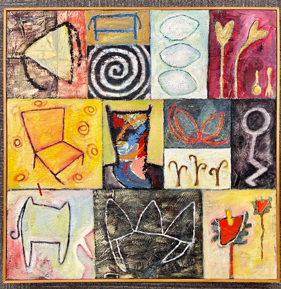 Barbara Fisher Oil on Canvas "ONE STEP, TWO STEP", FRAMED, 2000