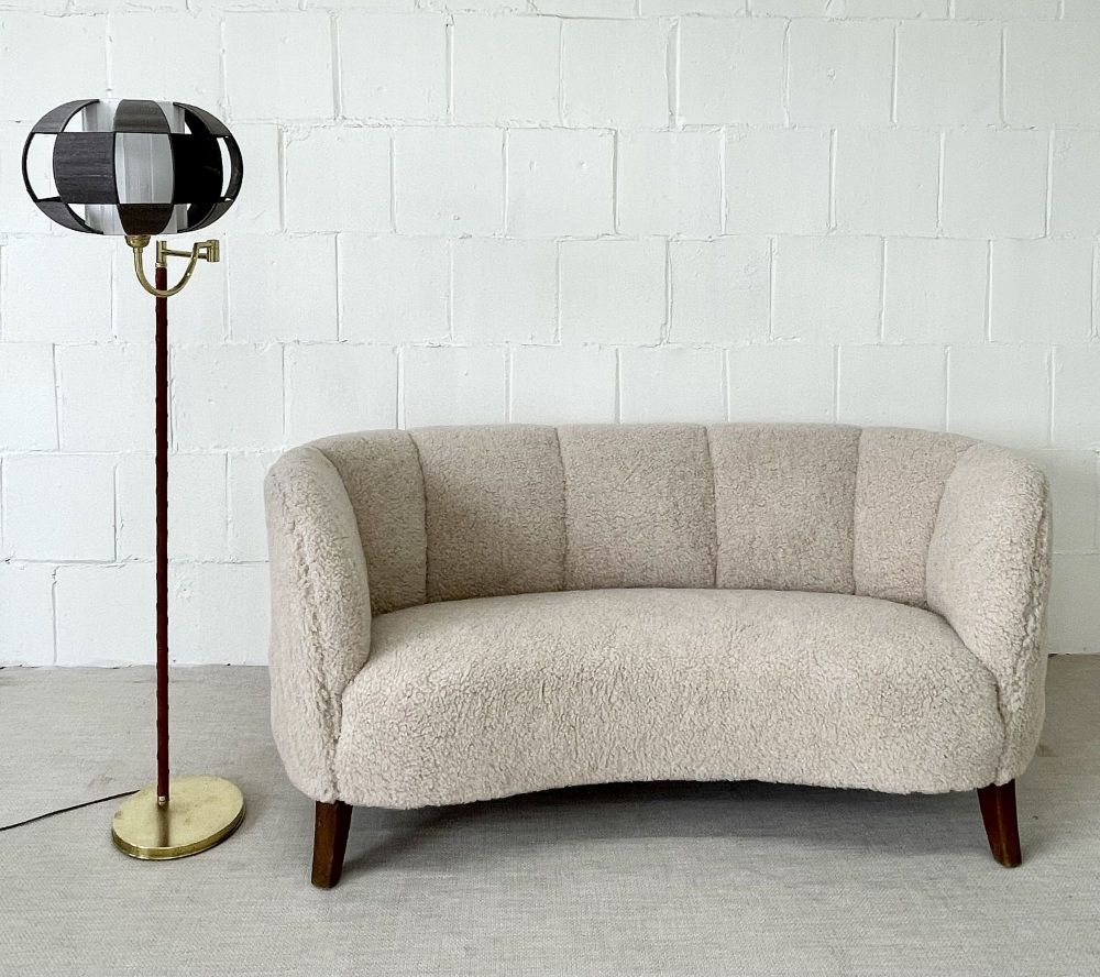 EWA, Mid-Century Modern, Floor Lamp, Leather, Brass, Sweden, 1950s