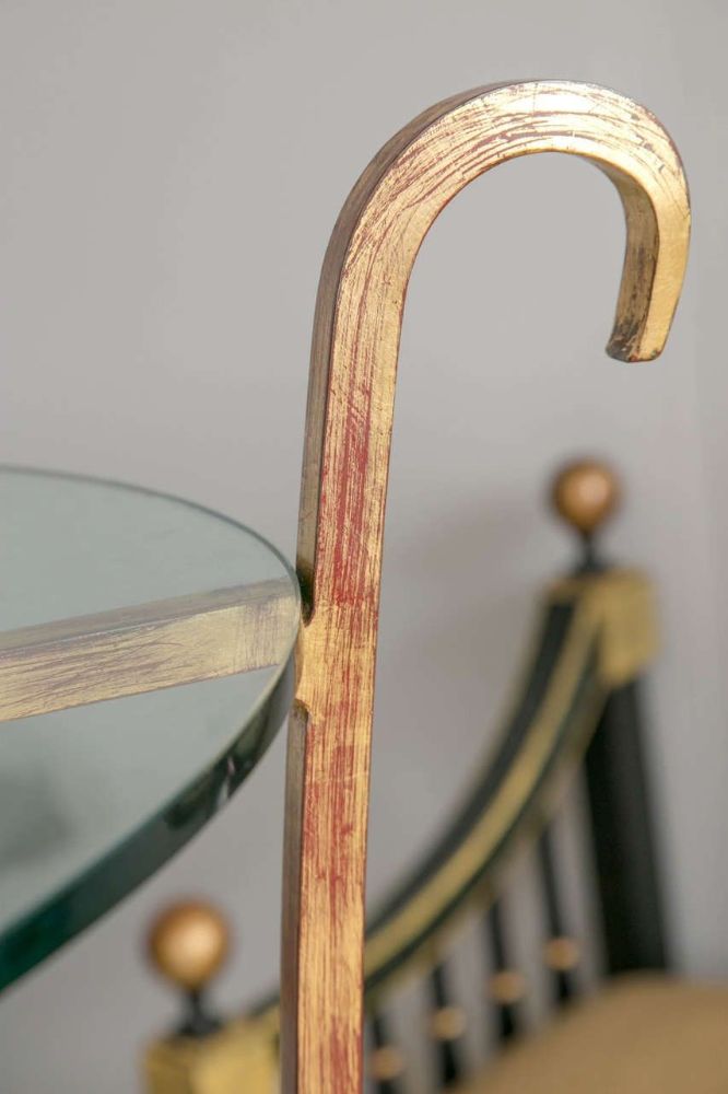 Three-Tier Tall Wide Glass and Gilt Metal Étagère Server Hollywood Regency Style