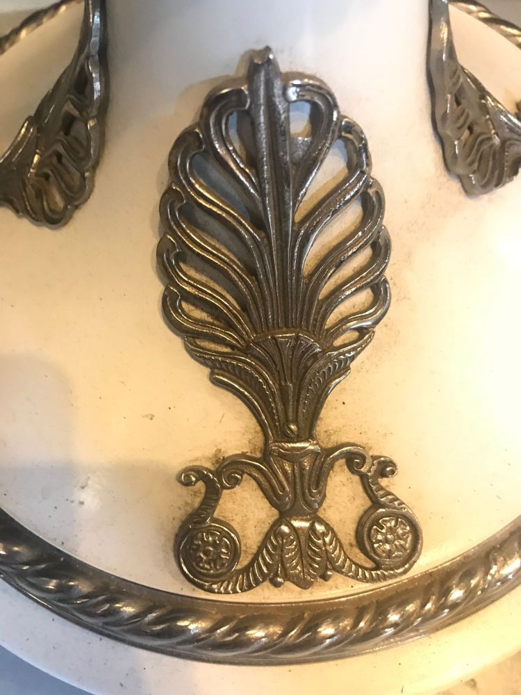 Hollywood Regency Style White Marble Glass and Silver Plate Floor Standing Lamp