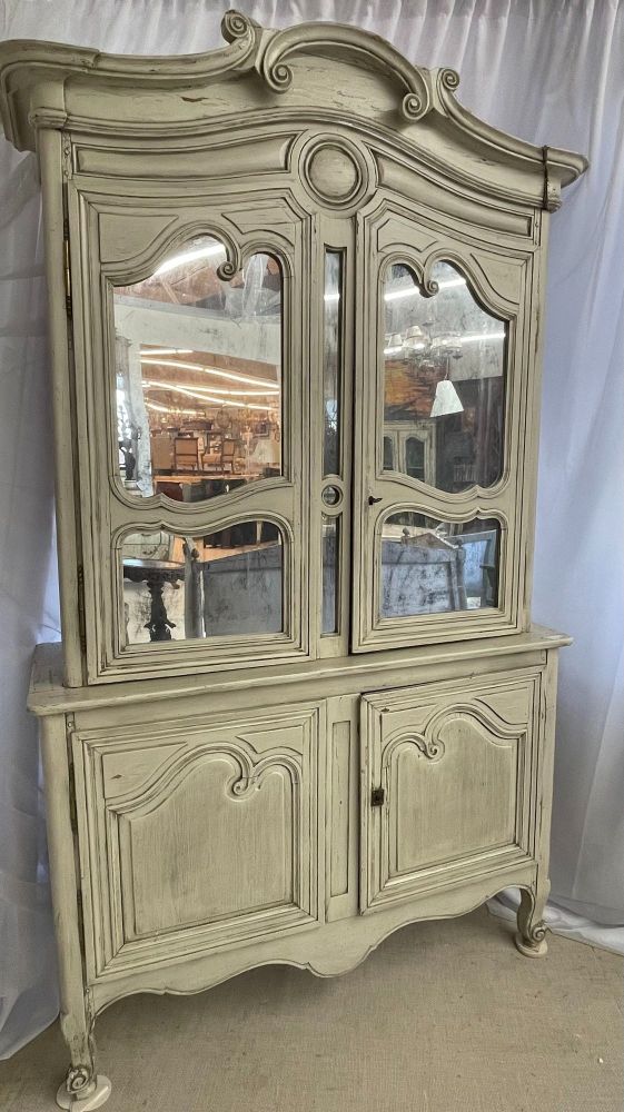 19th Century Gustavian Bookcase Cabinet, Cupboard, Antiqued Mirror, French