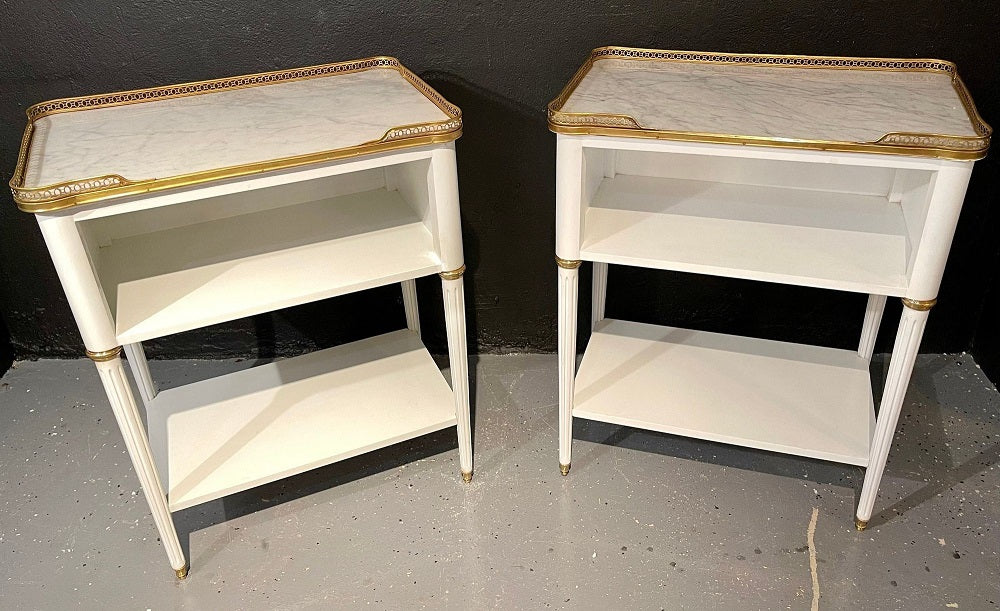 Pair of Swedish Neoclassical Open Nightstands or End Tables Manner Jansen