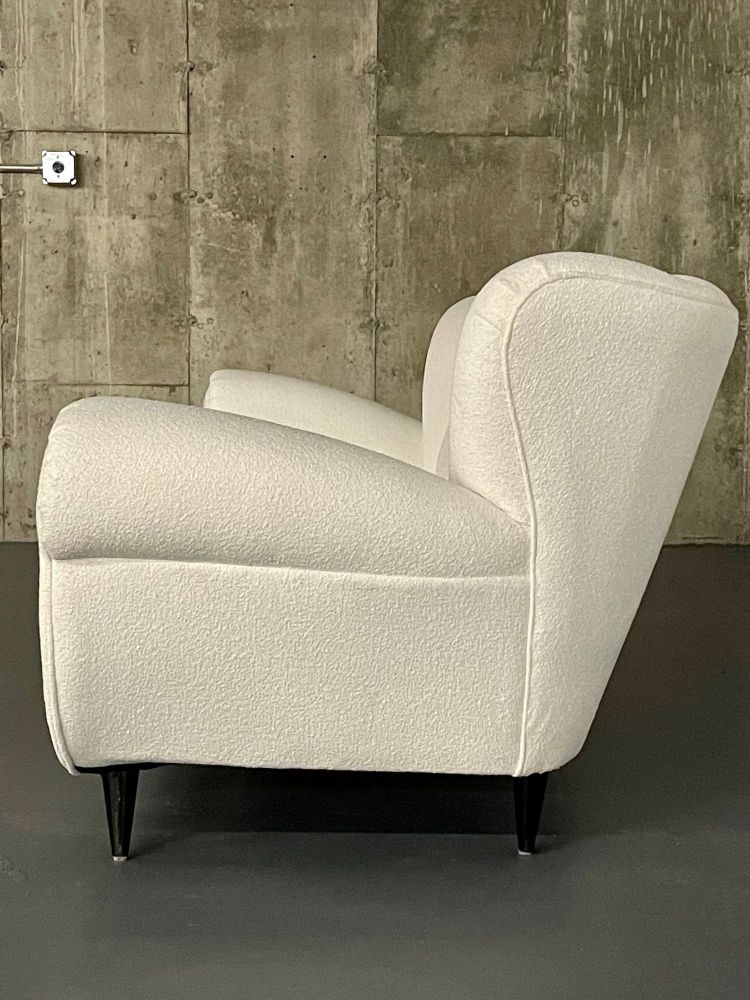 Mid-Century Modern Italian Sofa by Guglielmo Ulrich, Art Deco Style, Boucle, 1940s