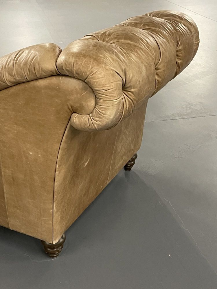 Tufted Patinated Vintage Leather Chaise Lounge from Sweden, Daybed