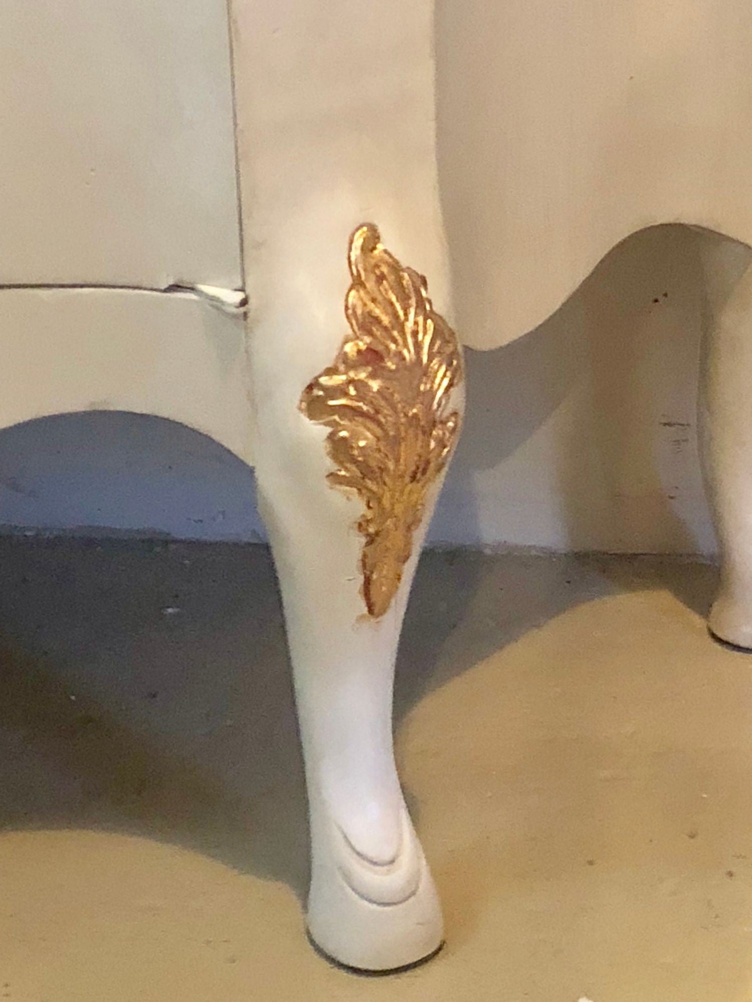 Louis XV Style Parcel-Gilt and Paint Decorated Two-Door Cabinet Server Sideboard