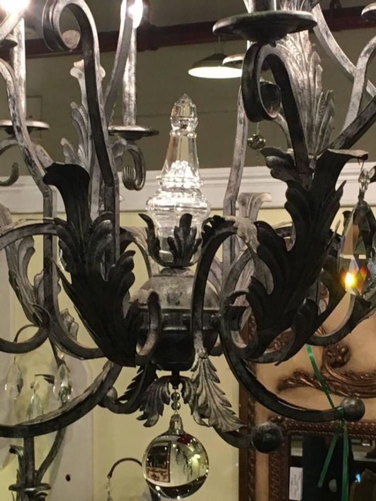 Palatial Silver Distressed Rustic Metal Chandelier by Schonbek