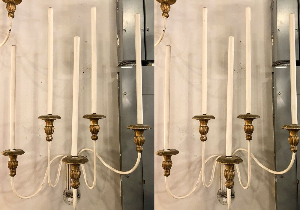 Pair of Hollywood Regency Maison Jansen Wall Sconces