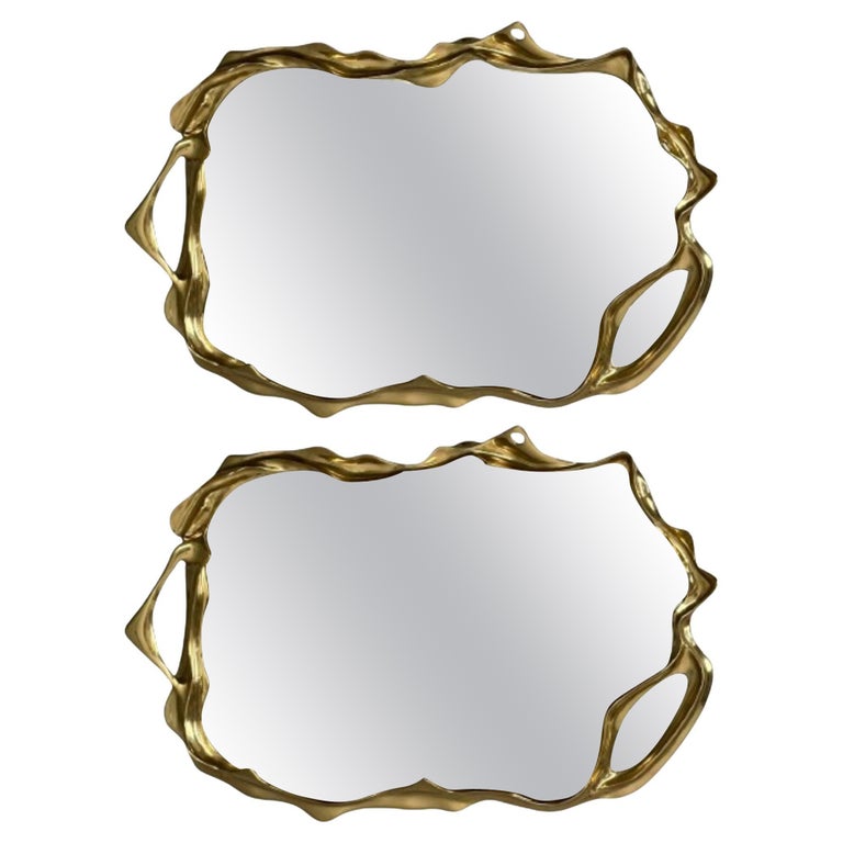 Contemporary, Organic Modern, Surrealist Bronze Wall Mirrors, Free Form
