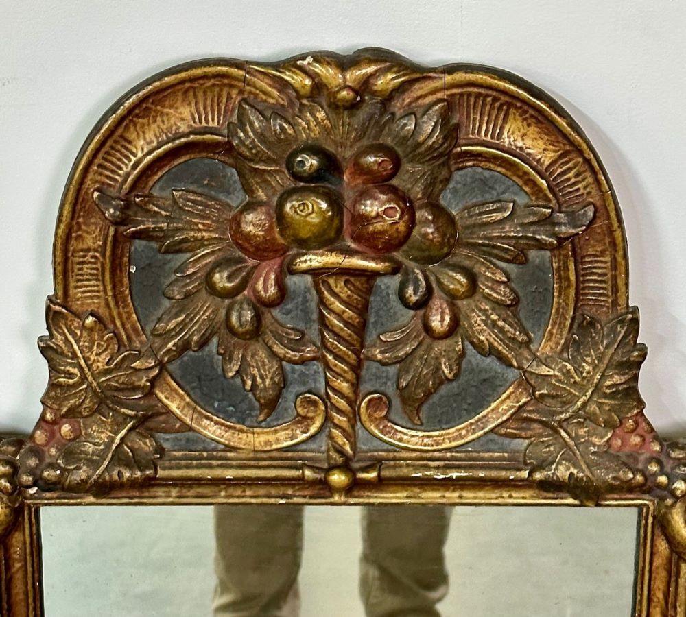 Gustavian Italian Wall, Console Mirror, Cornucopia Motif, Parcel Gilt Decorated