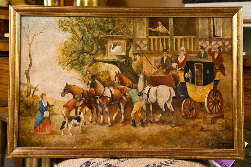 Pair of Equestrian Paintings Signed E.R. Woods