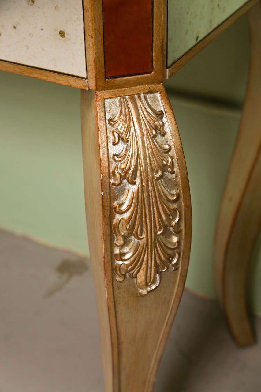 Hollywood Regency Style Mirror Console Table With Gold Gilt Frame Single Drawer