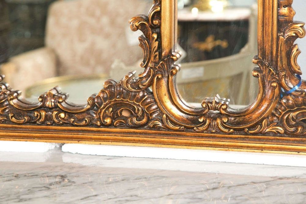 Fine French Carved Four Section Carved Rococo Over the Mantle Or Wall Mirror