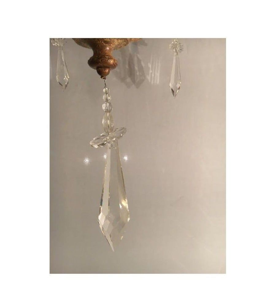 Italian Gilt Metal and Crystal Chandelier with Glass Shades