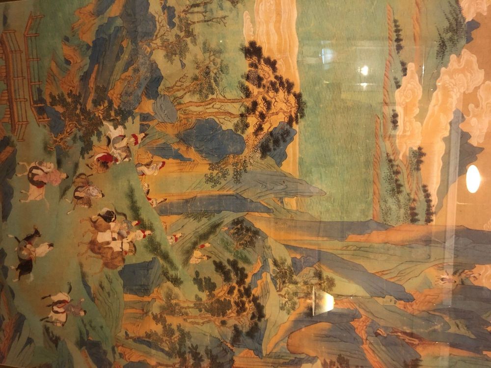 Large Asian Poster Framed and Matted in a Gilt Frame