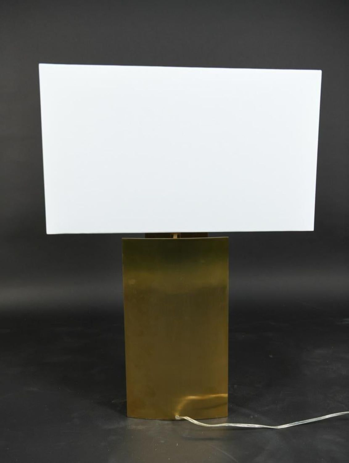 Lorin Marsh Design Table Lamp Patinated Brass and Faux Alabaster Linen Shade