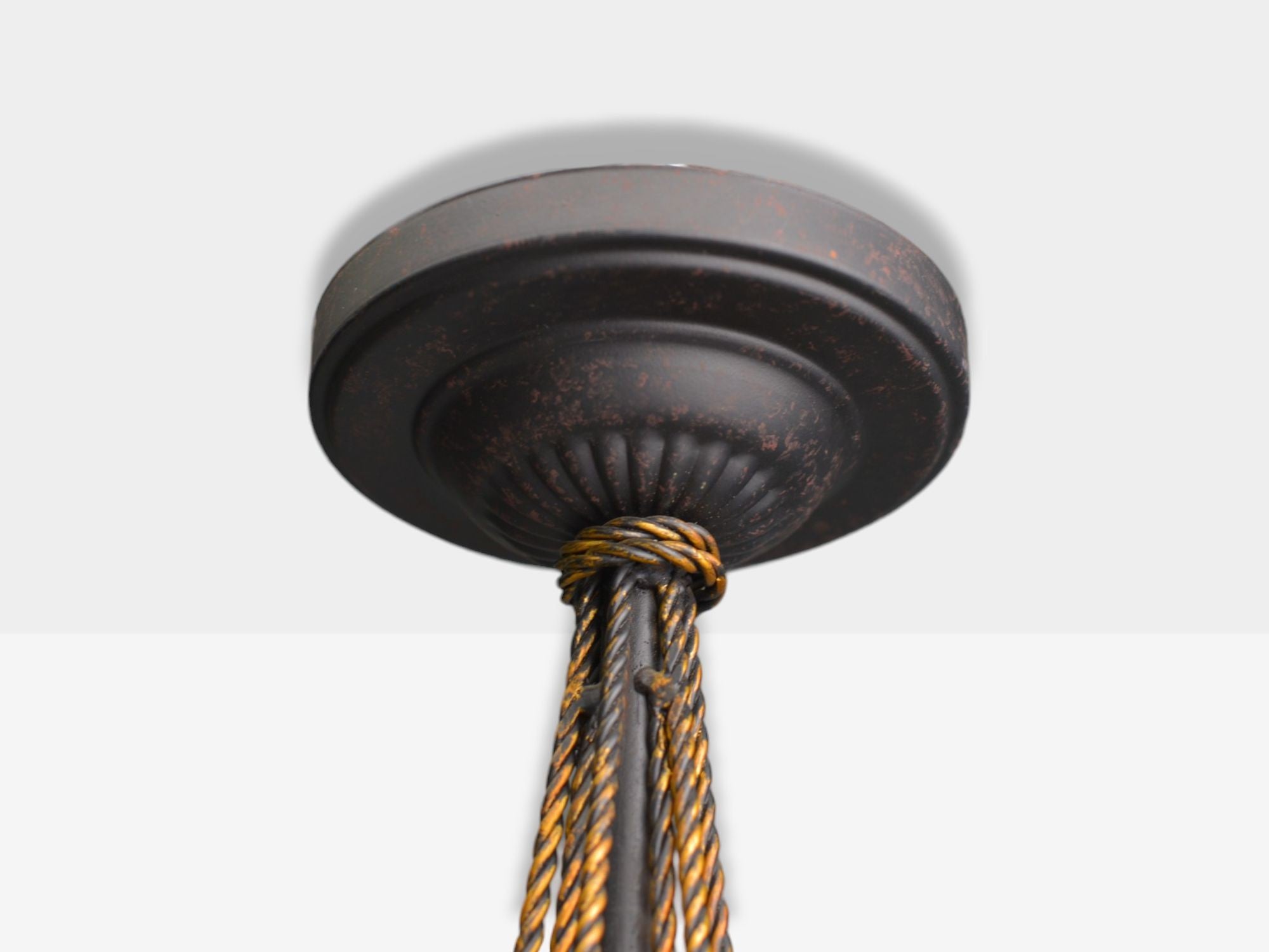 Hollywood Regency Style, Metal, Brass, Tassel Motif Chandelier, USA, 1960s