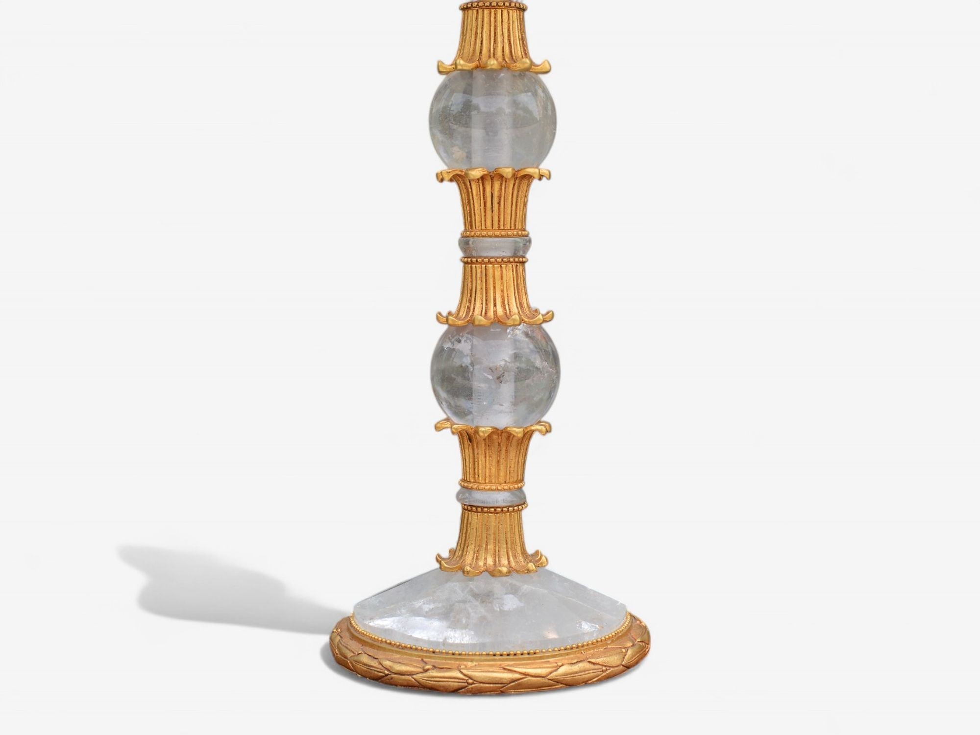 Hollywood Regency Style, Gilt Metal, Rock Crystal, Table Lamps, France, 1940s
