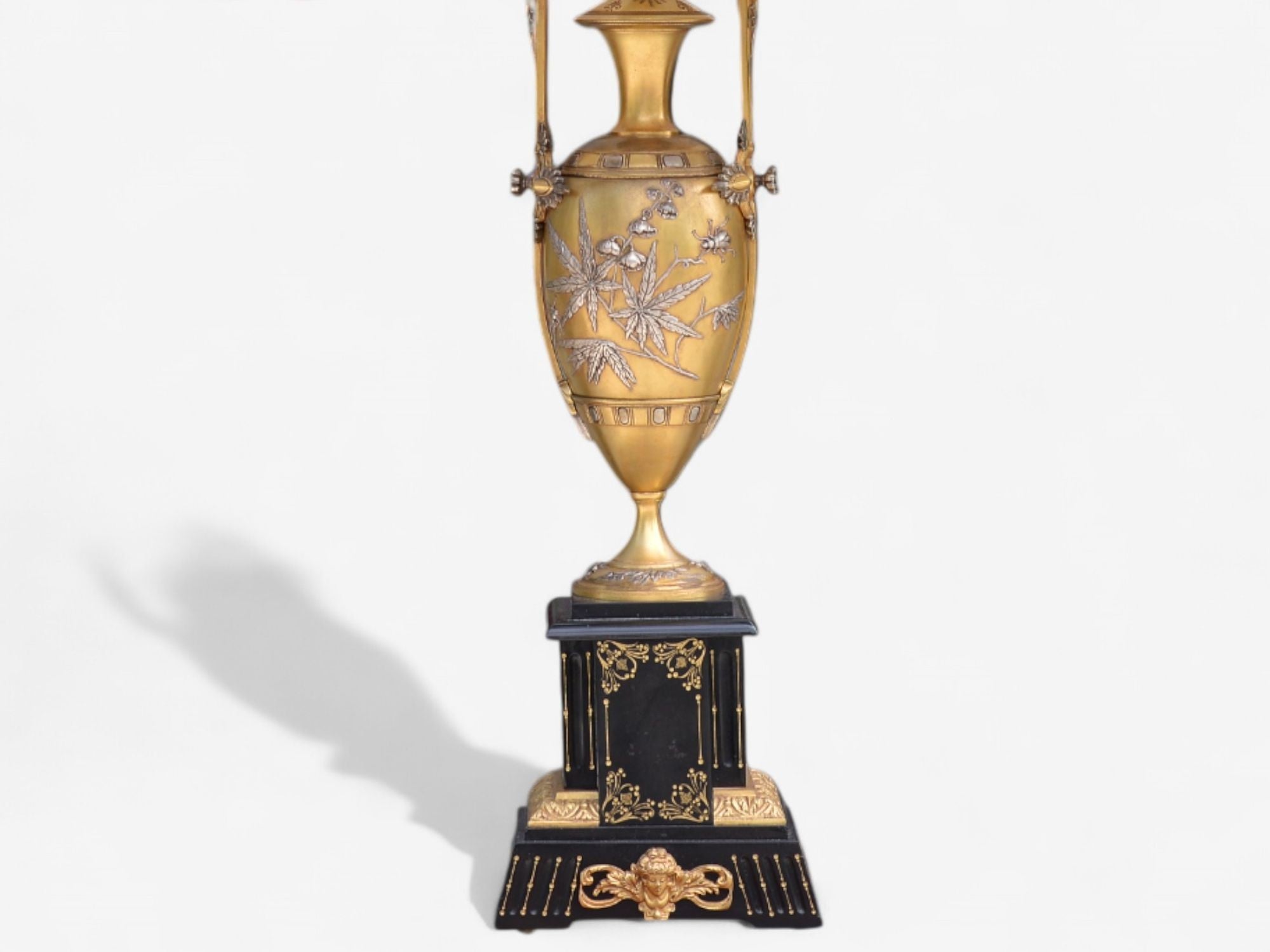 Art Nouveau Style, Bronze, Ebony, Linen, Table Lamps, France, 1920s