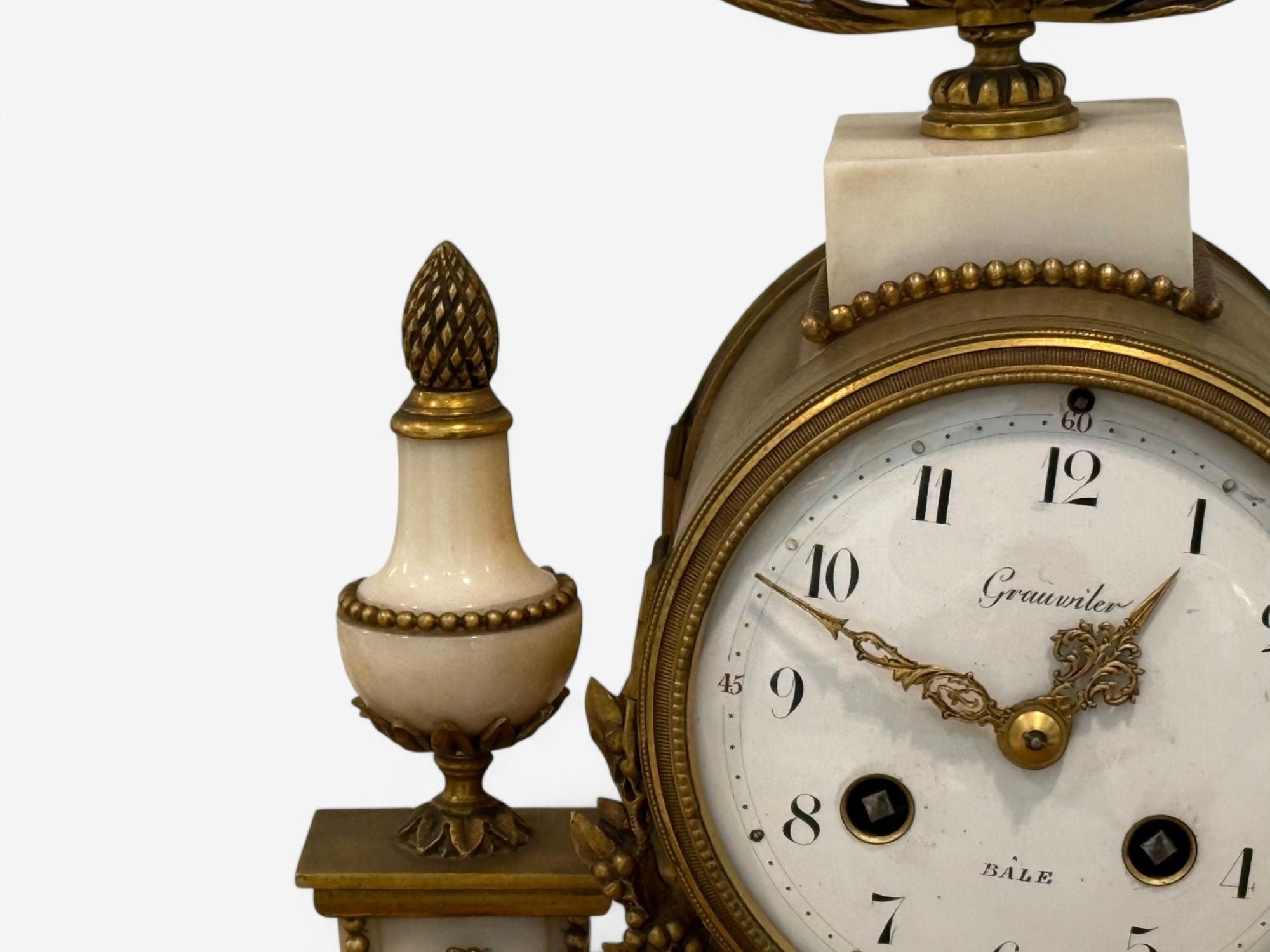 Hubert Sarton Style, Louis XVI, Porcelain, Bronze, Marble, Mantle Clock, 19th C.