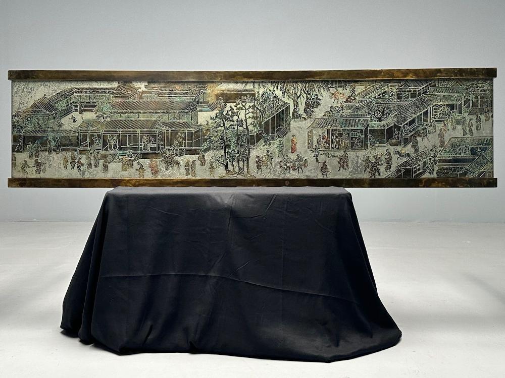 Philip & Kelvin LaVerne, Bronze, Large Spring Festival Console Table, 1960s