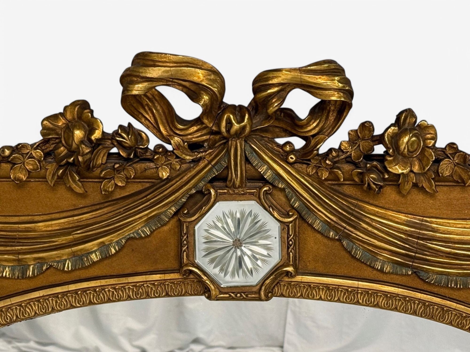 Adam Style, Giltwood, Drapery Motif, Over the Mantle Wall Mirror, Italy, 1920s