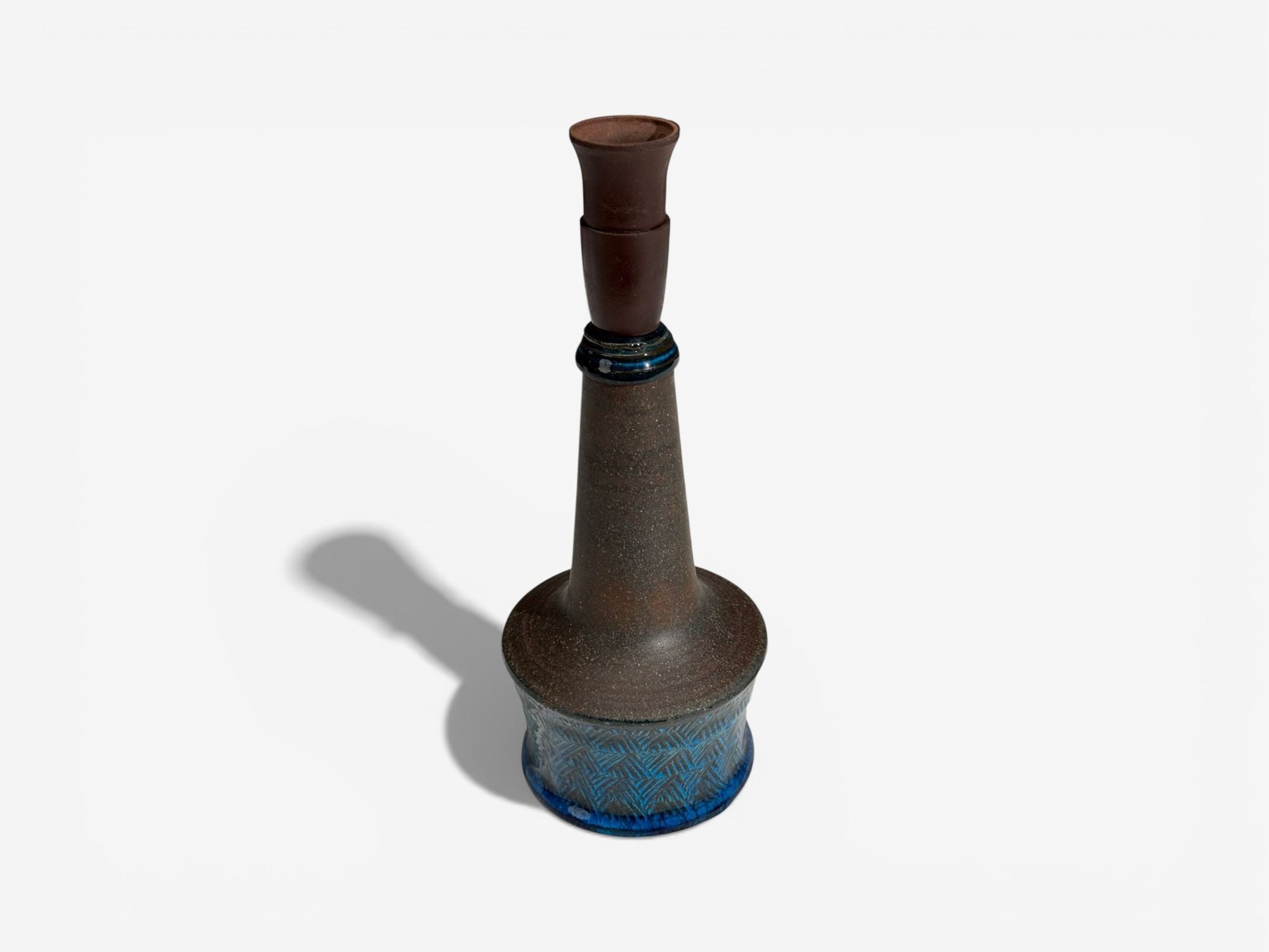 Nils Kähler, Small Table Lamp, Brown Stoneware, Denmark, 1950s