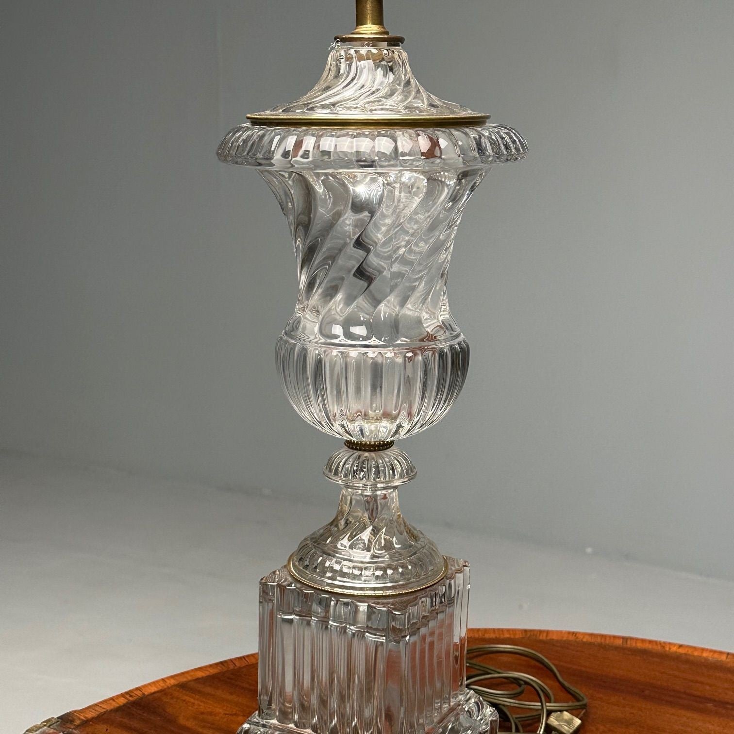 Mid-Century Modern, Table Lamps, Textured Glass, Marble, 1950s