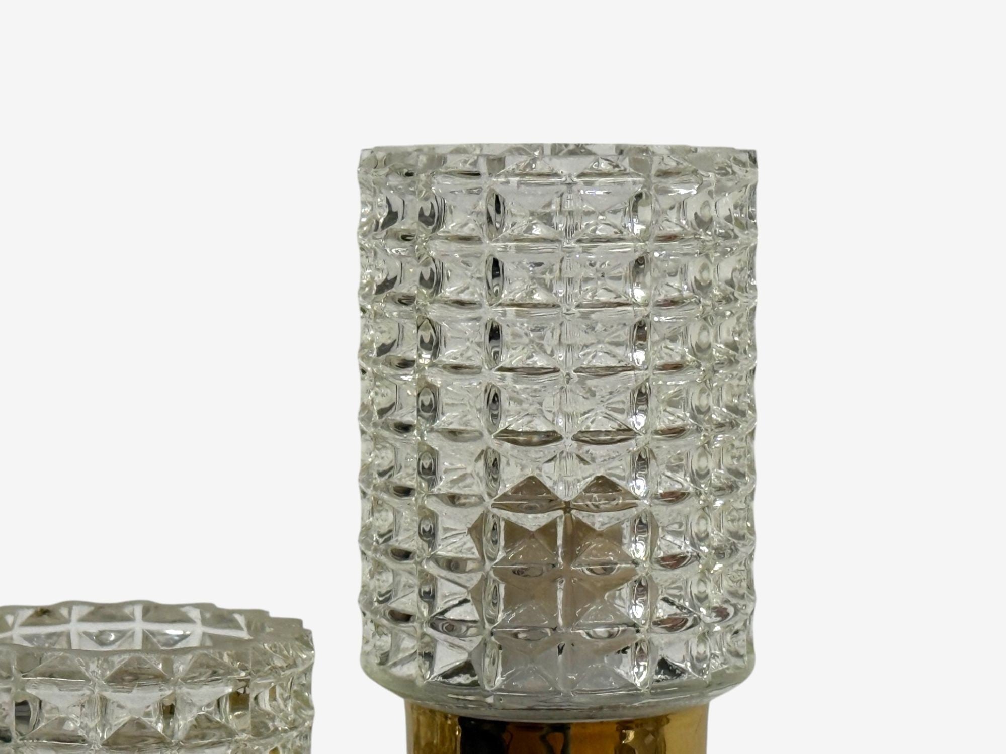 Malmö Metallvarufabrik, Glass, Patinated Brass, Wall Sconces, Sweden, 1960s