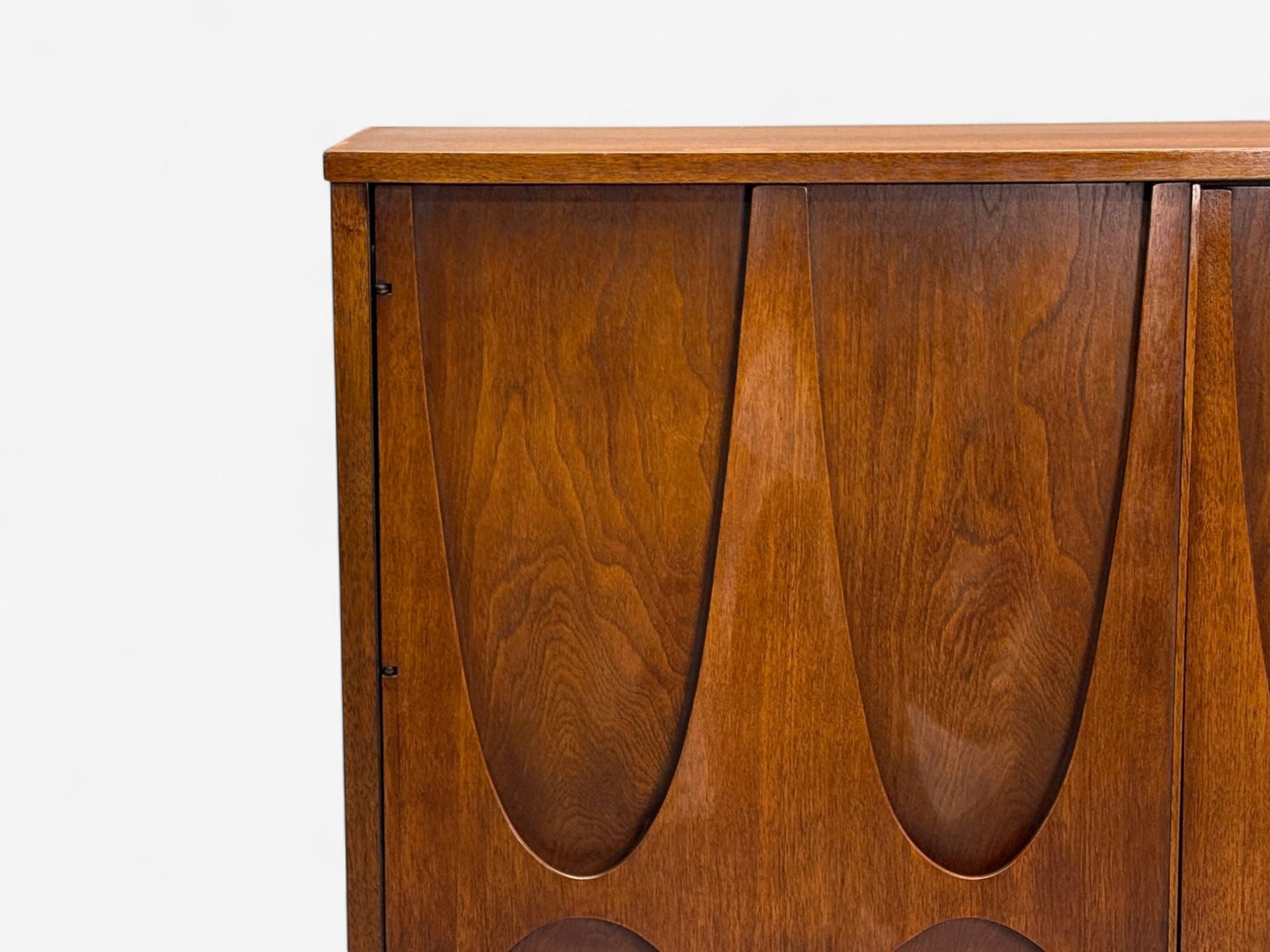 Broyhill Brasilia, Mid-Century Modern, Walnut, Brass, Highboy, USA, 1960s
