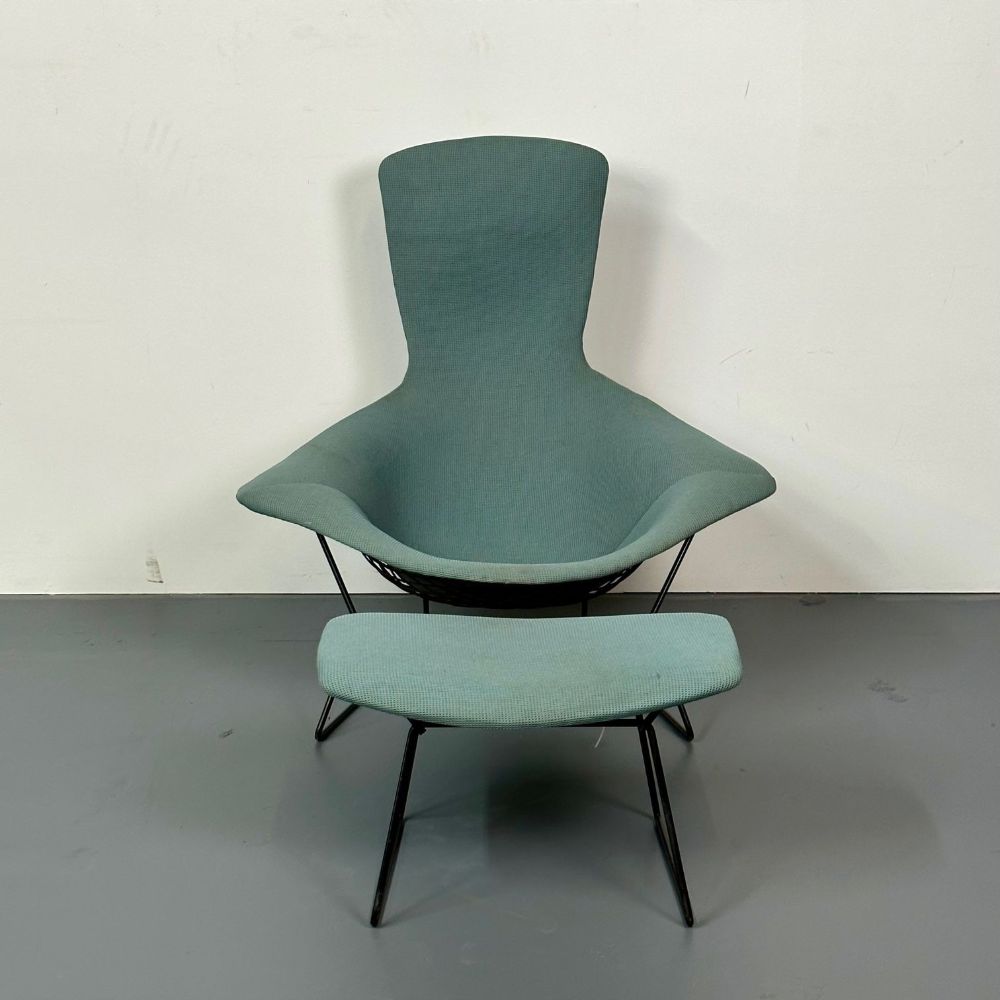 Vintage Harry Bertoia for Knoll Bird Lounge Chair with Ottoman, Labeled, 1960s