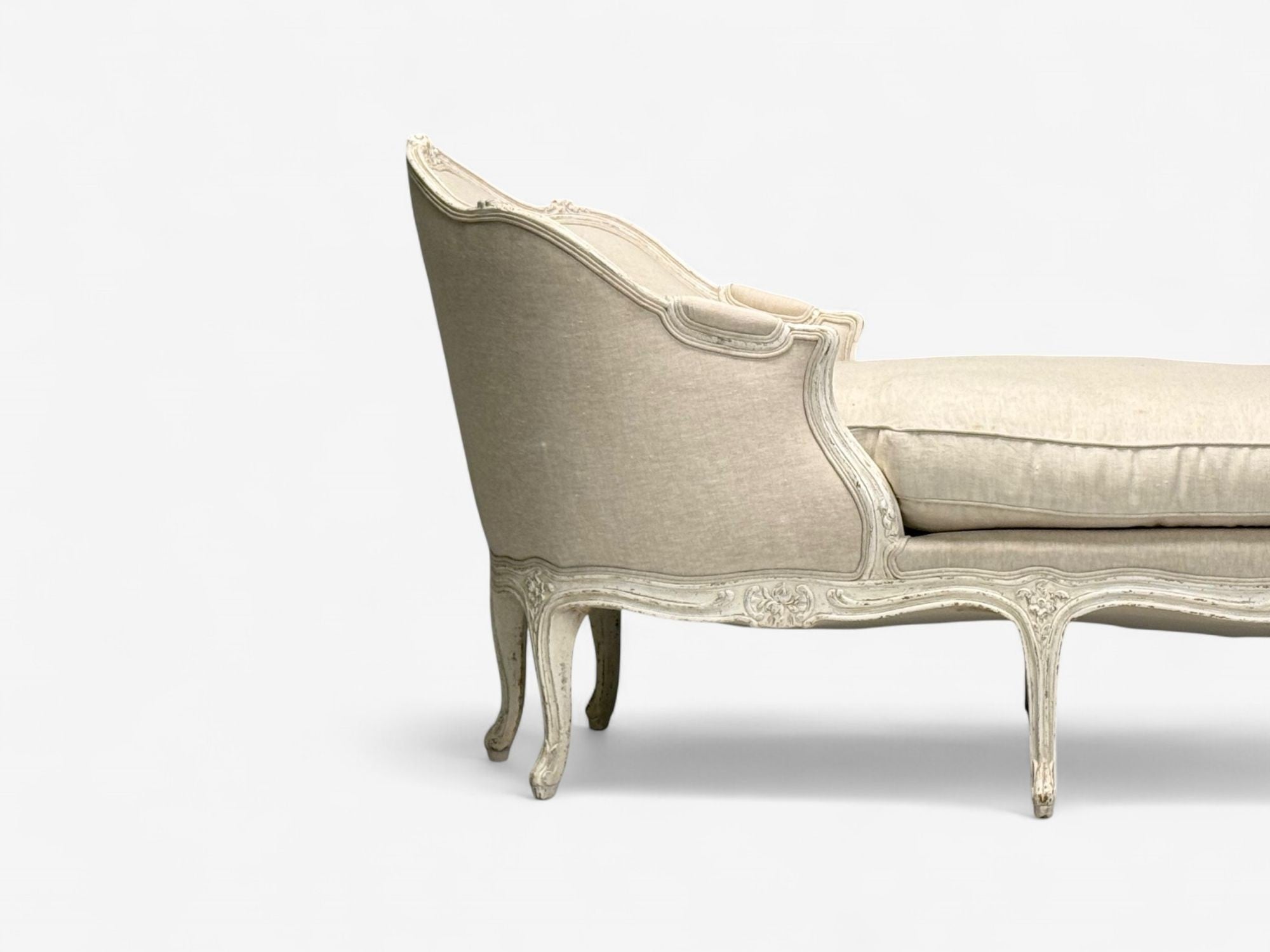 Gustavian, Distressed White Paint, Linen, Swedish Daybed, Sweden, 20th c.