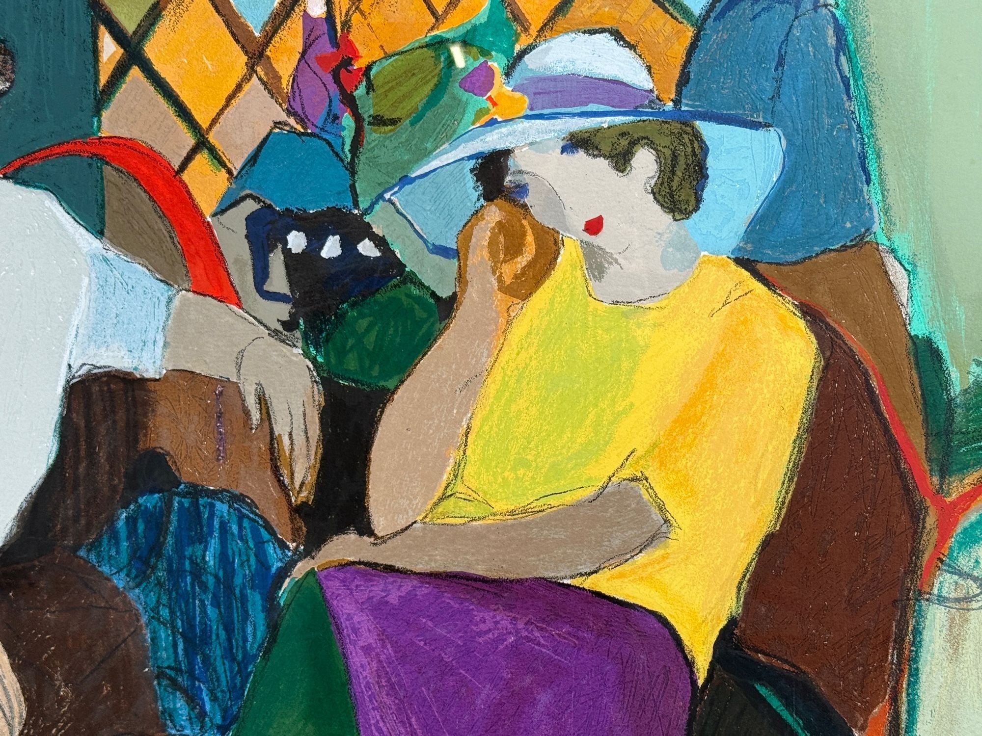 Itzchak Isaac Tarkay, Fauvism, Cafe Scene, Signed and Numbered Serigraph, 20th c.