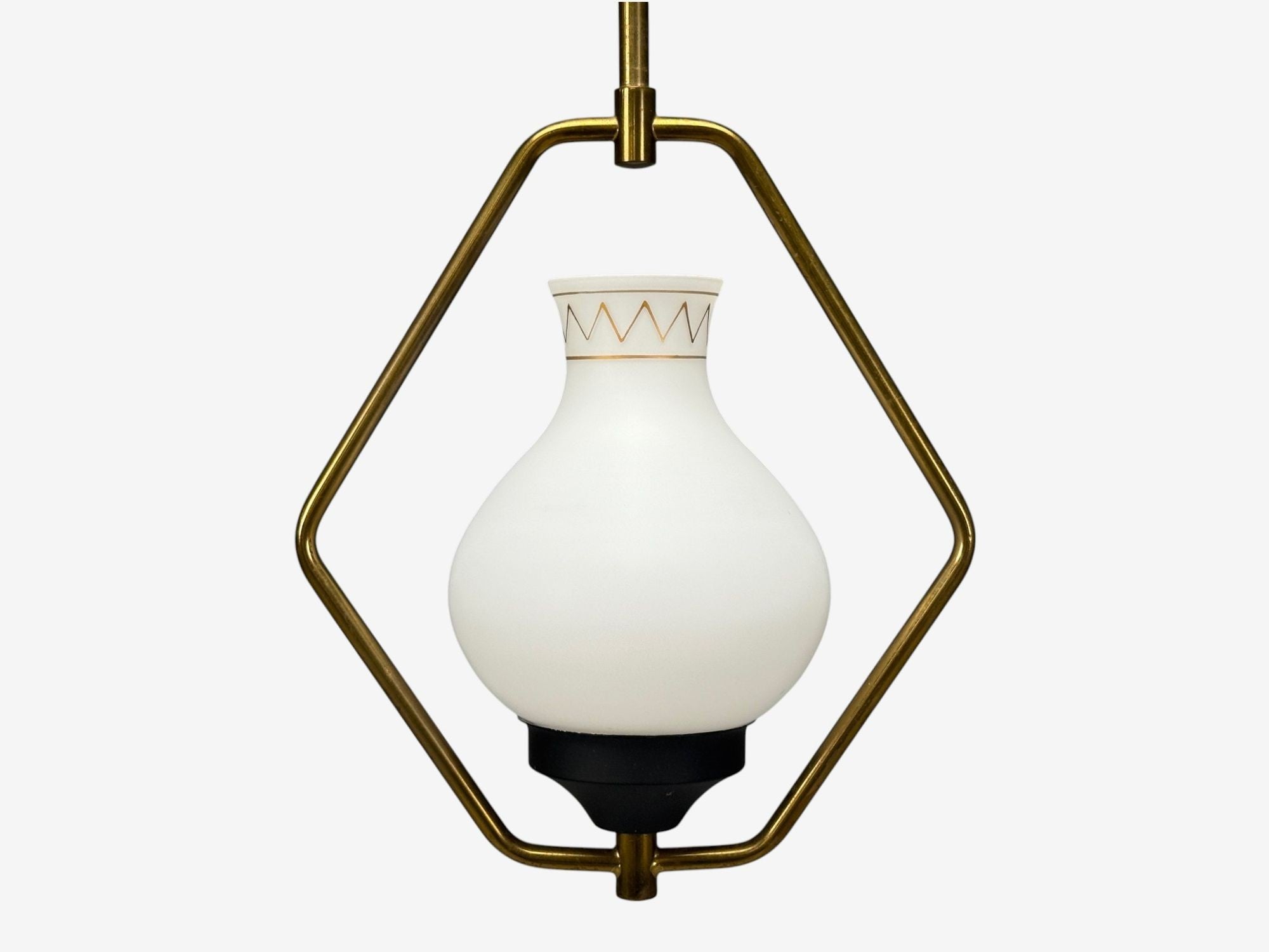 Danish Modern, Brass, Glass, Pendant Light, Denmark, 1960s