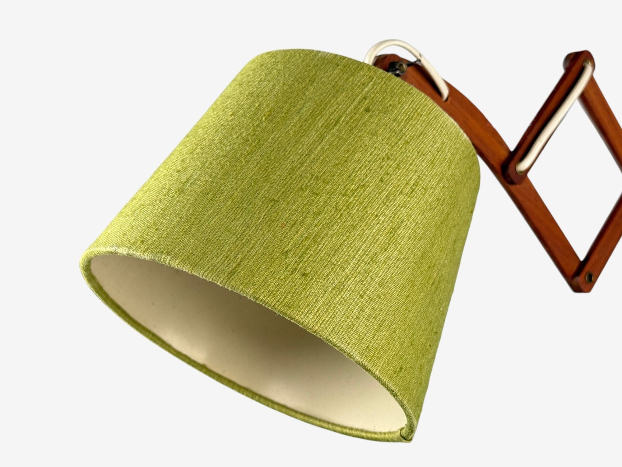 Aro Leuchten, Teak, Brass, Fabric, Scissor Wall Light, Germany, 1960s